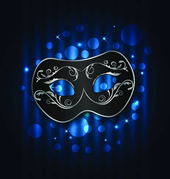 Illustratie Carnaval Theater Masker Blauwe Glinsterende Achtergrond Vector — Stockvector