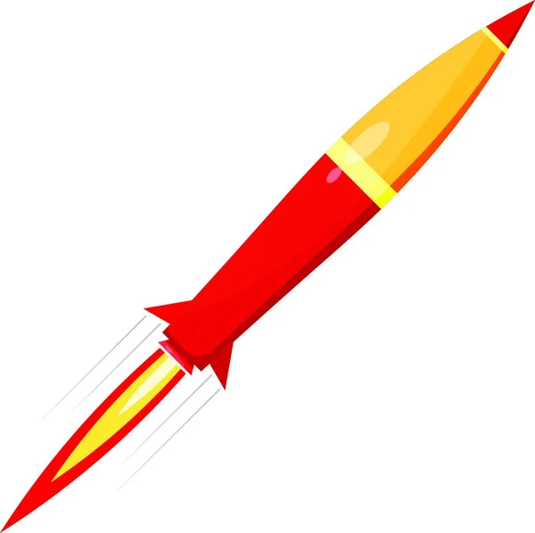 打击红色的火箭 在白色背景上孤立的议案 矢量图 — 图库矢量图片