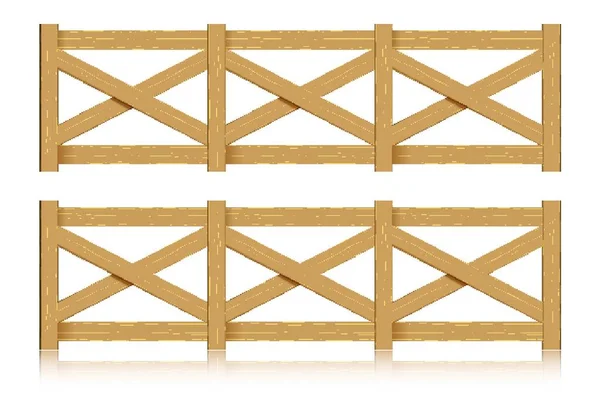 Egy Sor Fából Készült Kerítés Elszigetelt Vektoros Illusztráció — Stock Vector