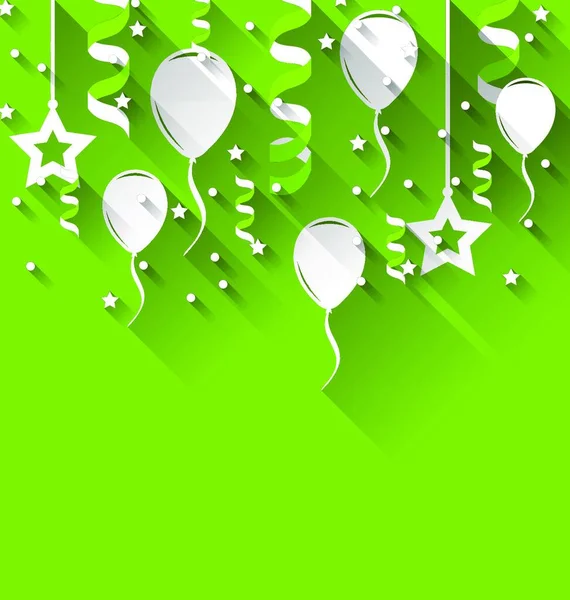 Aniversário Ilustração Fundo Com Balões Estrelas Confetes Estilo Moderno Plana —  Vetores de Stock