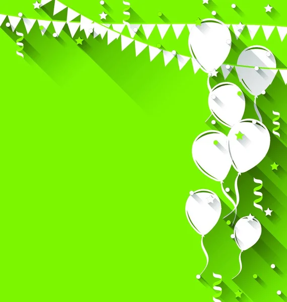 Ilustração Feliz Aniversário Fundo Com Balões Pendentes Pendurados Estilo Moderno —  Vetores de Stock