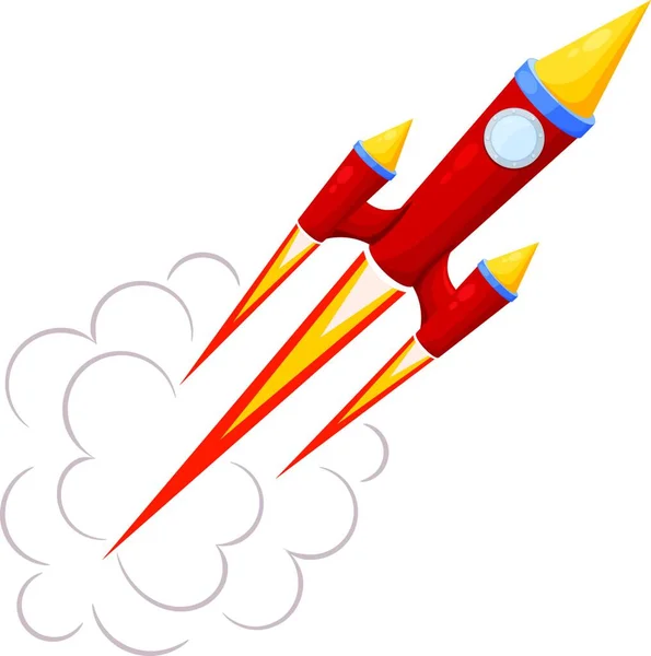 Red Rocket Movimento Isolado Sobre Fundo Branco Ilustração Vetorial —  Vetores de Stock