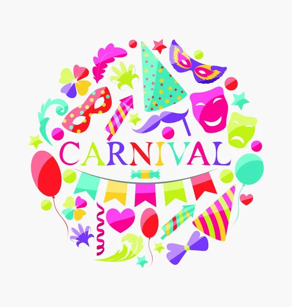 Illustration Festive Banner Carnival Colorful Icons Vector — Stock Vector