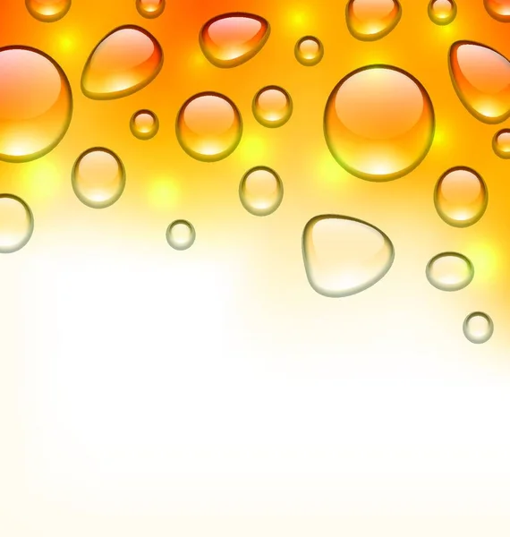 Ilustracja Krople Czystej Wody Pomarańczowej Powierzchni Kopiuj Miejsce Tekst Wektor — Wektor stockowy