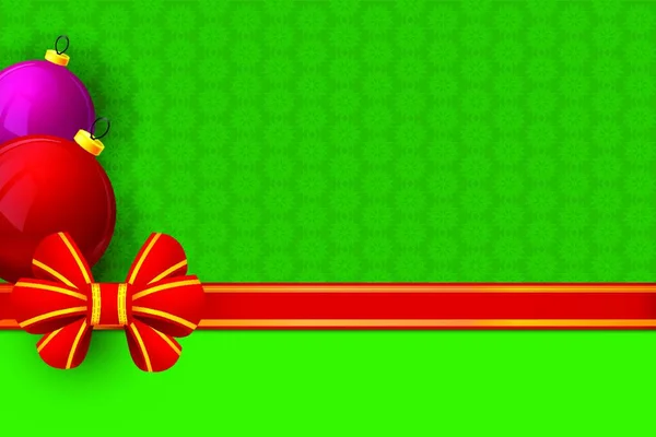 Envolvimento Presente Arco Vermelho Fundo Floral Verde Com Brinquedos Natal —  Vetores de Stock