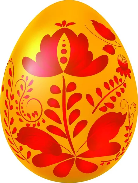 与传统的俄罗斯绘画元素的黄色复活节彩蛋 设计元素 矢量图 — 图库矢量图片