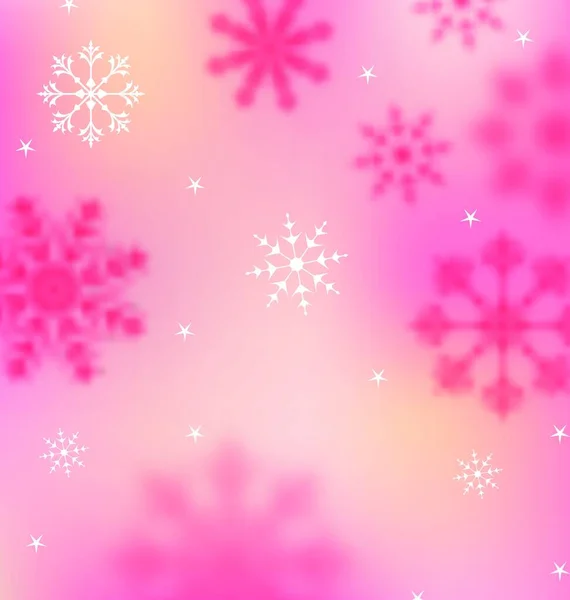 Illustration Nouvel Rose Papier Peint Avec Des Flocons Neige Vecteur — Image vectorielle