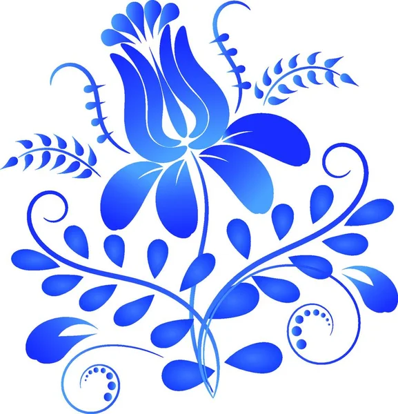 Élément Conception Ornement Bleu Dans Style Gzhel Isolé Sur Fond — Image vectorielle