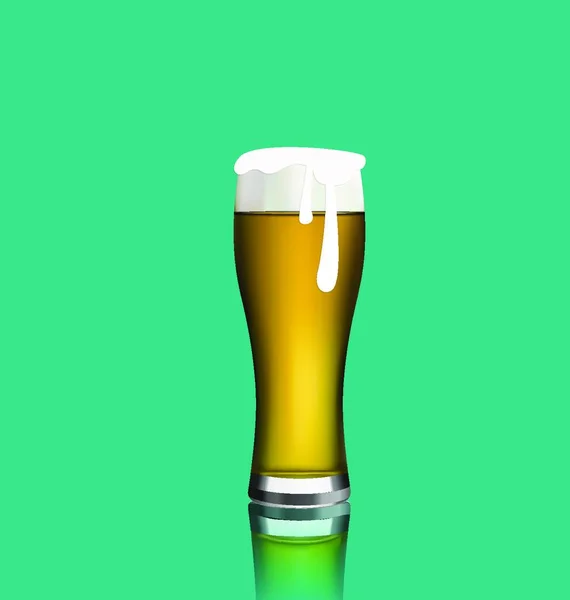 Illustratie Close Realistische Glas Bier Met Reflection Vector — Stockvector