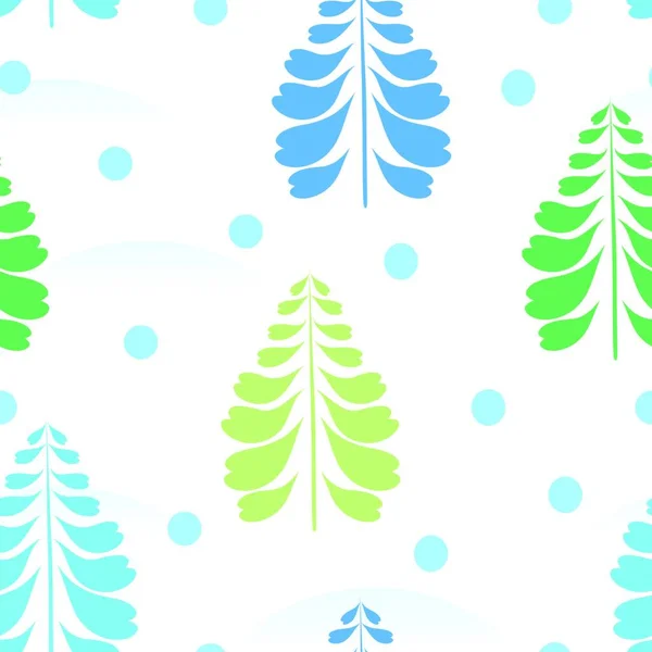 Sfondo Senza Cuciture Con Ornamento Invernale Albero Natale Neve Stile — Vettoriale Stock