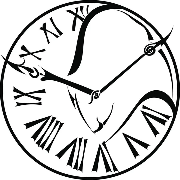 Silhouette Noire Taureau Sur Cadran Horloge Murale Isolé Sur Fond — Image vectorielle