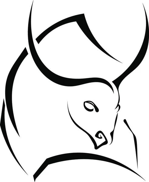 Black Silhouette Powerful Bull Vector Illustration — Stock Vector