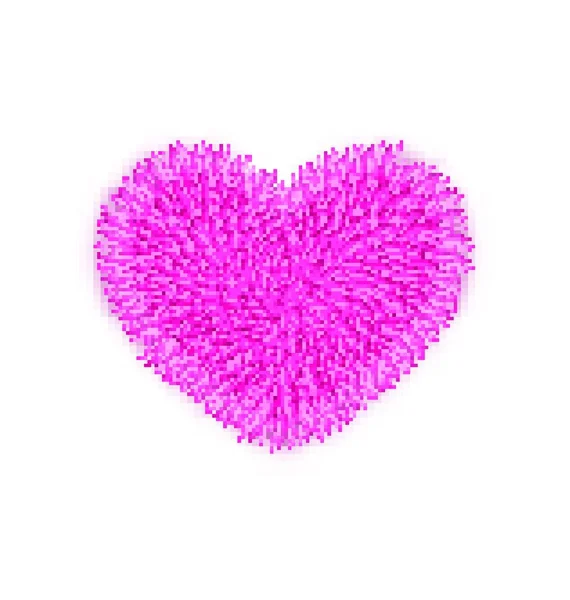 Ilustracja Futro Różowe Serce Walentynki Izolowane Białym Tle Wektor — Wektor stockowy