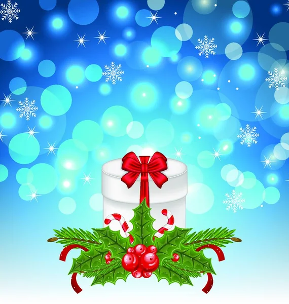 Illustration Coffret Cadeau Noël Avec Décoration Vacances Vecteur — Image vectorielle
