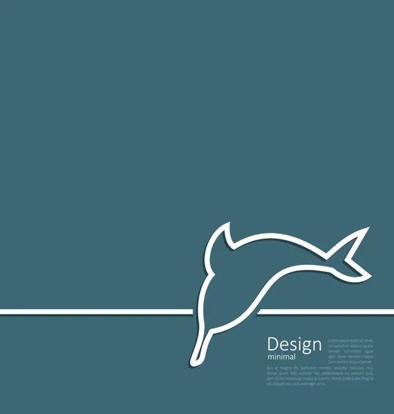 Logo Illustrativo Del Delfino Linea Minimal Flat Style Vettore — Vettoriale Stock