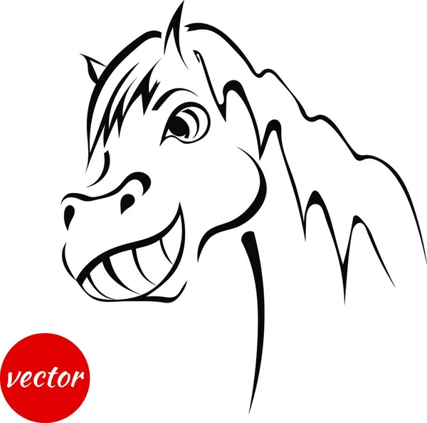 Schets Gezicht Vriendelijke Paarden Geïsoleerd Een Witte Achtergrond Vectorillustratie — Stockvector