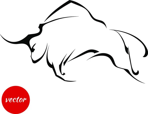 Μαύρη Σιλουέτα Ενός Ισχυρού Ταύρου Λευκό Φόντο Εικονογράφηση Διανύσματος — Διανυσματικό Αρχείο