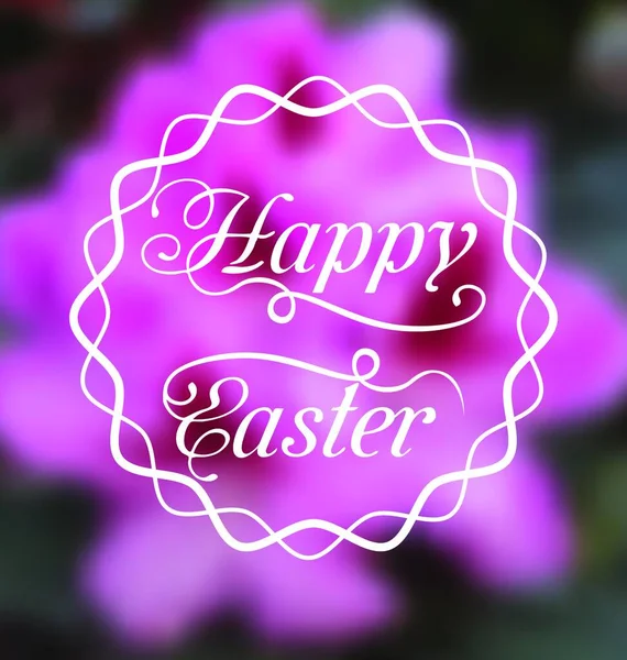 Illustration Happy Easter Calligraphic Headline Blurred Background Vector — Stock Vector