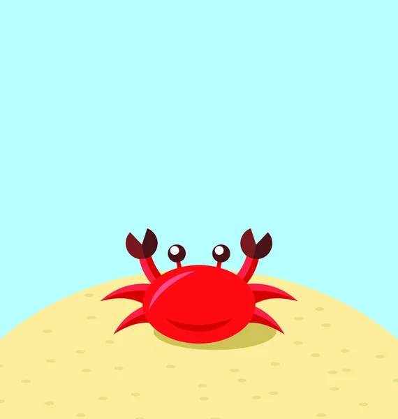 Illustration Cartoon Cheerful Crab Beach Natural Seascape Vector — Stock Vector