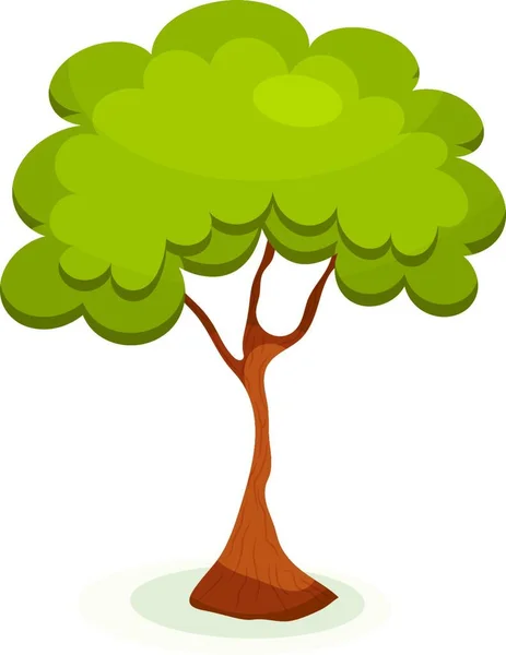 Árvore Verde Sobre Fundo Branco Árvore Dos Desenhos Animados Isolada — Vetor de Stock