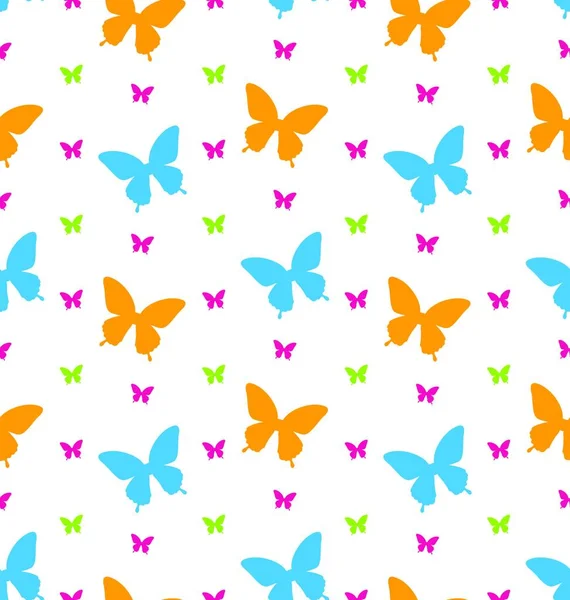 Illustration Seamless Pattern Colorful Butterflies Repeating Backdrop Vector — Stock Vector