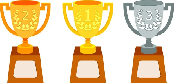 Set Ganador Copa Con Dos Asas Pedestal Vector Taza Aislar — Vector de stock