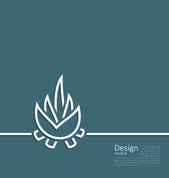 Illustrazione Logo Del Falò Simbolo Del Campeggio Semplice Linea Stile — Vettoriale Stock