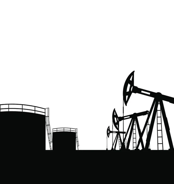 Presa Pompa Olio Illustrativa Serbatoi Petrolio Riserva Isolata Fondo Bianco — Vettoriale Stock