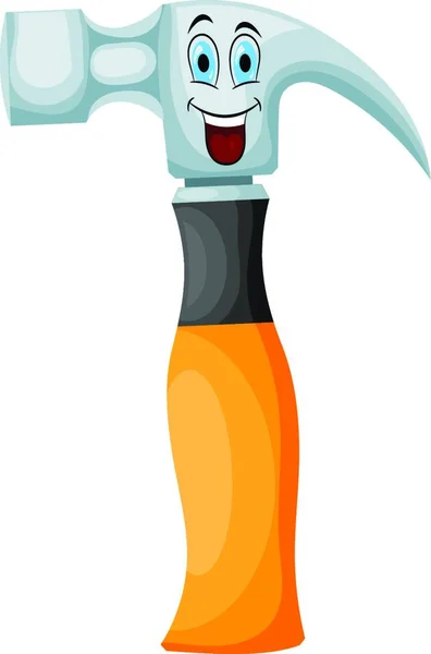 Cartoon Happy Hammer White Background Vector Illustration — Stock Vector