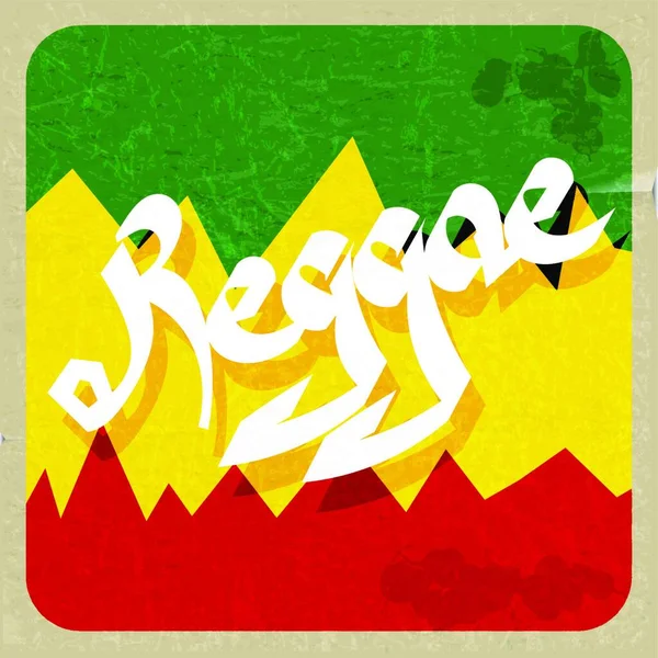 Cartel Vintage Reggae Cartel Color Rastamán Con Palabra Reggae Ilustración — Vector de stock