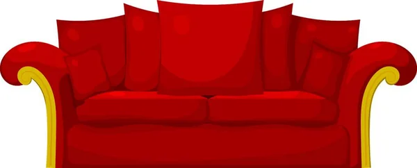 Ілюстрація Червоного Дивана Подушками Білому Тлі Ізольовані Стоковий Вектор — стоковий вектор