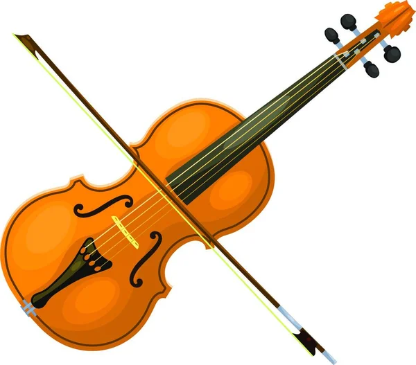 Instrumento Musical Violino Com Arco Sobre Fundo Branco Estilo Dos — Vetor de Stock