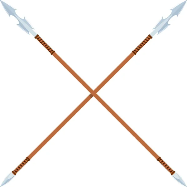 长矛一种古老的长矛 有金属刀片和白色背景上的木制柄平面和 — 图库矢量图片