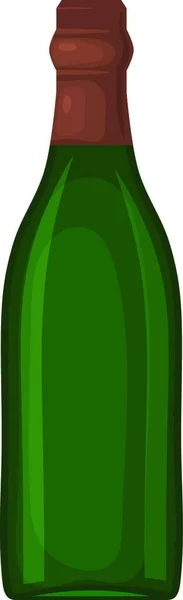 Eine Grüne Flasche Wein Auf Weißem Hintergrund Cartoon Stil Das — Stockvektor