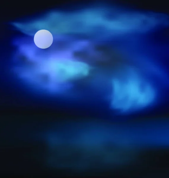 Luna Nubes Sobre Mar Fondo Los Cielos Oscuros Tormentosos Vector — Archivo Imágenes Vectoriales