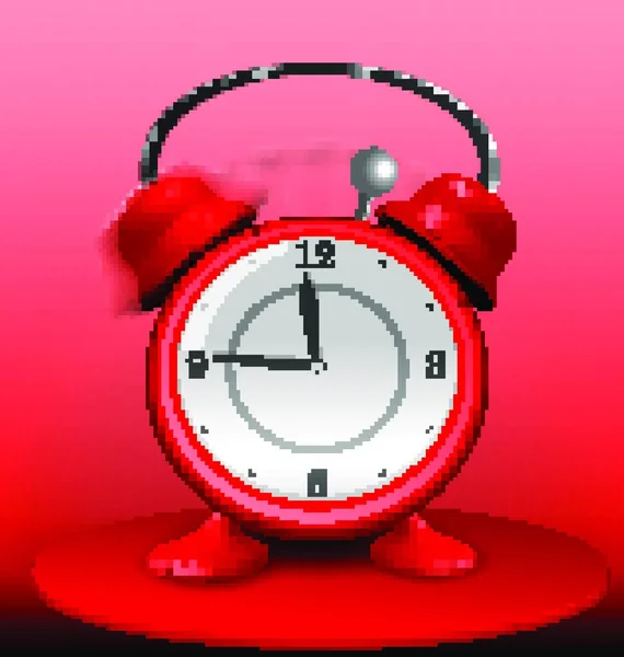 Ilustración Cerca Mesa Reloj Alarma Rojo Que Suena Intencionadamente Vector — Vector de stock