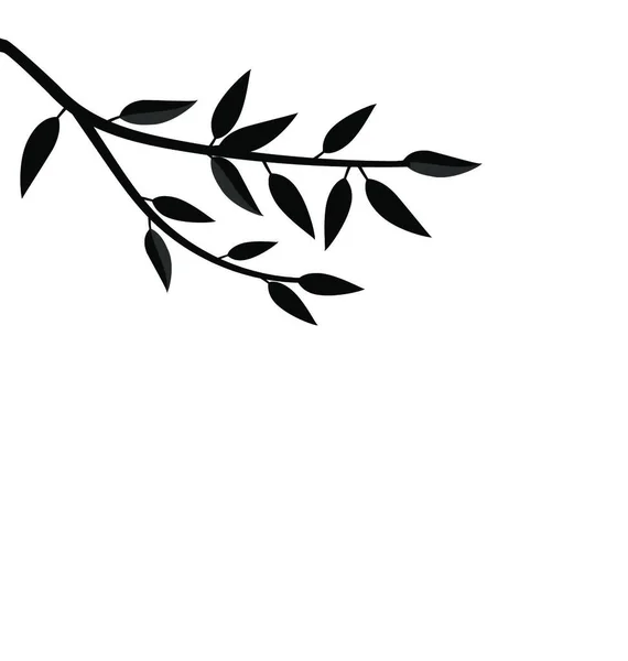 Ilustracja Black Silhouette Branch Tree Leafs Frame Design Izolowane Biało — Wektor stockowy