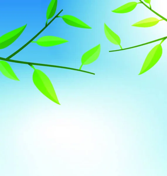 Illustration Branch Tree Green Leaves Blue Sky Vector Árbol Ramas — Vector de stock