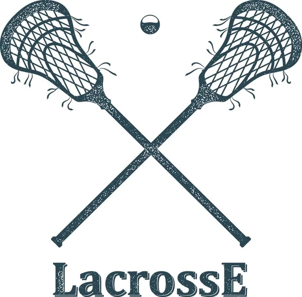 Bastone Lacrosse Incrociato Palla Con Grunge Texture Sfondo Bianco Oggetti — Vettoriale Stock