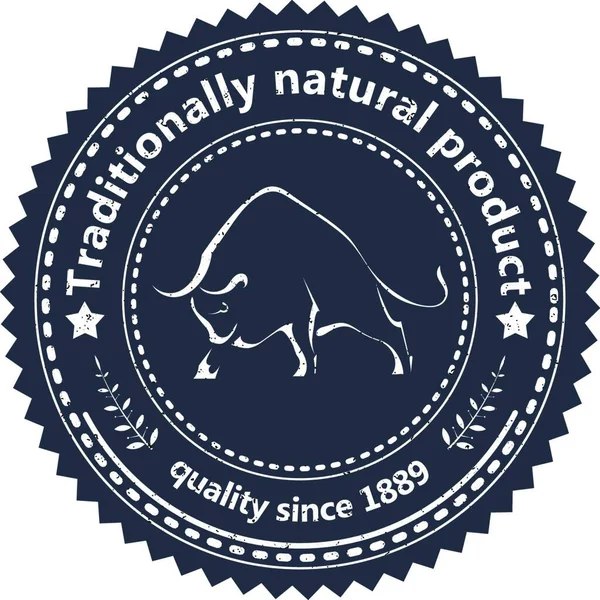 Logo Veebedrijf Een Witte Achtergrond Zwarte Stier Een Ronde Badge — Stockvector