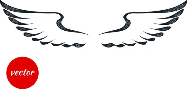 Černá Křídla Bílém Pozadí Tetování Izolované Skladový Vektorový Obrázek — Stockový vektor