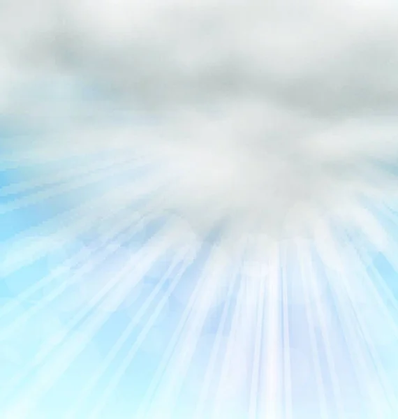 Illustration Morgenhintergrund Mit Flauschigen Wolken Und Sonnenstrahlen Vektor Morgendlicher Hintergrund — Stockvektor