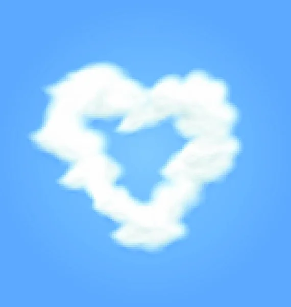 Illustration Nuage Floconneux Forme Love Cardiaque Symbole Ciel Bleu Vecteur — Image vectorielle