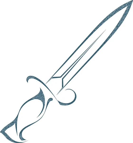 Sketch Black Sword Isolated White Background Weapons Vintage Grunge Style — Stock Vector