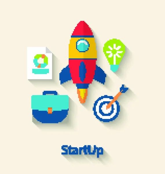 Illustration Concept New Business Project Startup Development Flat Simple Colorful — Image vectorielle