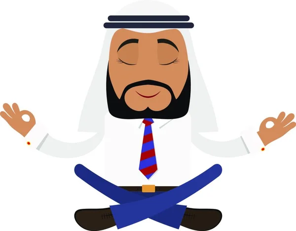 Арабський Бізнесмен Білому Тлі Позиції Лотоса Фінансова Йога — стоковий вектор