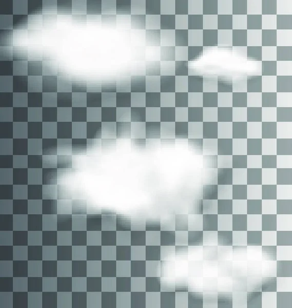 Illustration Set Fluffy Transparent Clouds Vector — Stock Vector