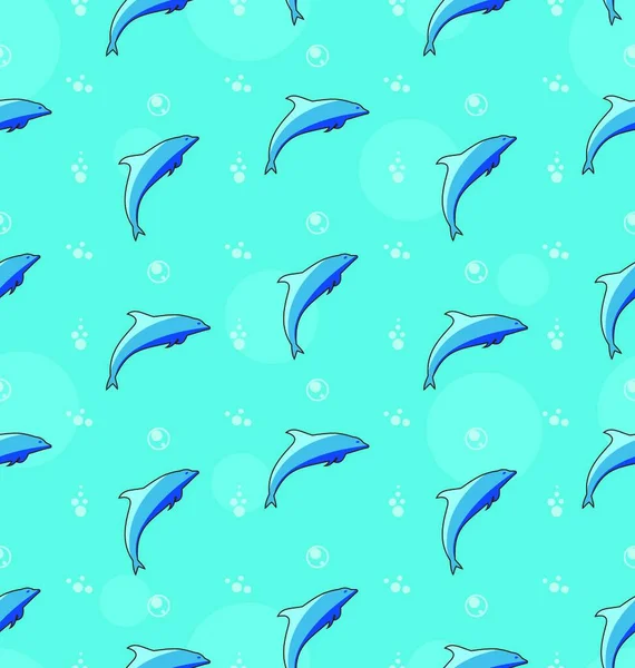 Illustration Seamless Texture Dolphins Sea Mammal Animals Vector — Stock Vector
