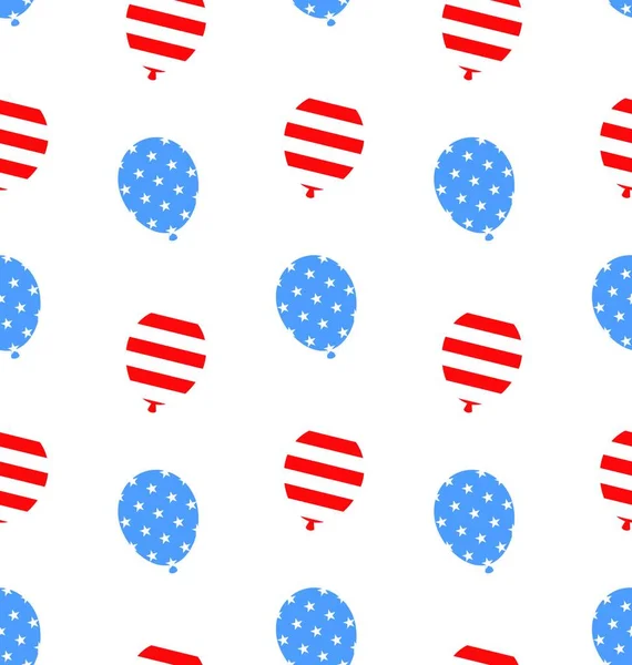 Иллюстрация Бесшовные Воздушные Шары Дня Независимости Америки Национальные Цвета Сша — стоковый вектор