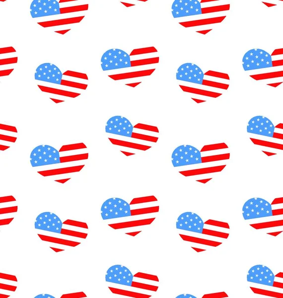 Illustration Seamless Texture Heart Independence Day America Oss Nationella Färger — Stock vektor